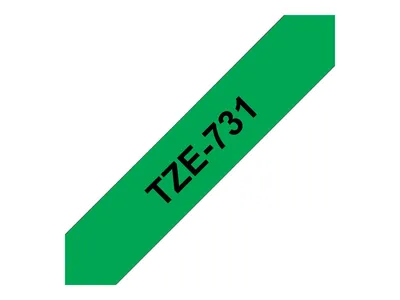 Produktbild von Brother Schriftbandkassette TZE-731 grün/schwarz 12 mm