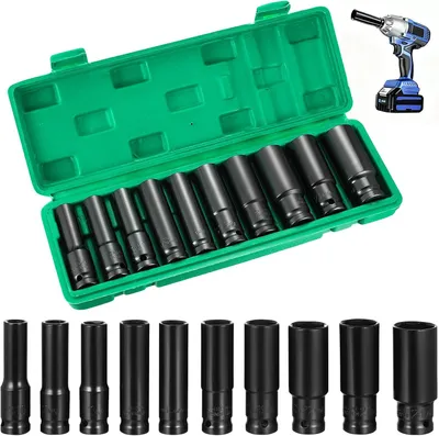 Produktbild von Schlagsteckschlüssel-Satz 1/2 Zoll 10-24 mm, Kohlenstoffstahl, mit Aufbewahrungsbox, für Autoreparatur