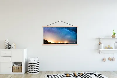 Produktbild von MuchoWow® Textilposter Galaxie - Universum - Sonne - Jungen - Mädchen - Kinder 120x60 cm mit holzfarbenen Rahmen - Klemmleiste