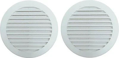 Produktbild von Runde Belüftungsgitter Weiß Kunststoff mit Insektenschutz - 140 mm, 2er Set