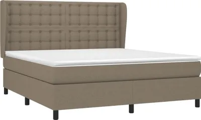 Imagen del producto de Cama con somier y colchón vidaXL, color taupe, 160x200 cm, tapizada en tela