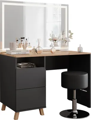 Produktbild von Schminktisch Vicco Karen Anthrazit/Artisan 110 cm mit Hocker und LED-Spiegel, Model 56540