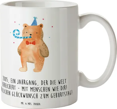 Produktbild von Mr. & Mrs. Panda Kaffeebecher 2005 Geburtstag - Weiß - Geschenk, Happy Birthday, Becher, Teetasse, Tasse, Trinkbecher, Kaffeetasse, Jahrgang, Alter, Nostalgie