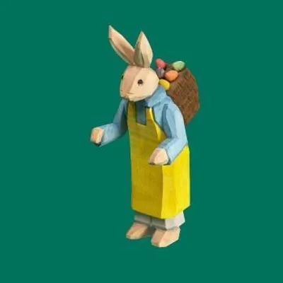 Produktbild von Osterdekoration Osterhase mit Korb geschnitzt Höhe 24,5cm NEU