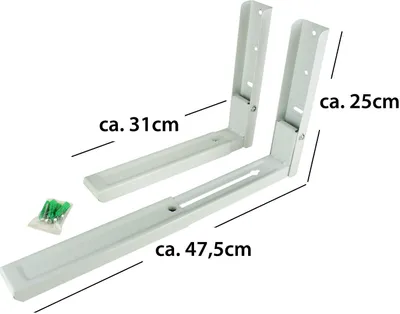 Produktbild von Bayli Mikrowellenhalterung Ausziehbar 31-47,5cm – Microwelle Tragkraft 40kg – Halter für Mikrowelle - Küchenregal – Mini Backofen Halterung inkl. Montagematerial - Wandbefestigung - Küchengeräte Regal