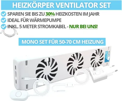 Produktbild von Heizkörper Ventilator - Radiator Fan Heizung Lüfter Verstärker Booster Mono-Set für 50-70 cm Heizung