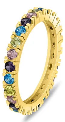 Immagine prodotto di Anello giocoso placcato oro con zirconi colorati RI116YRBW - Anello: 58 mm