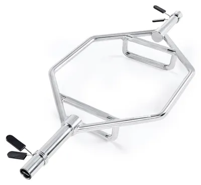 Immagine prodotto di Bilanciere a gabbia esagonale - Capacità di carico: 360 kg - Supporti per bilancieri da 50 mm - Acciaio argentato