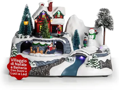 Productafbeelding van Kerstdorp - Kerstmuziekdoos - Beweegbaar kerstdorp met muziek en lichten