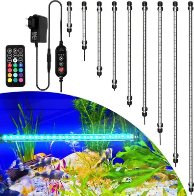 Immagine prodotto di Jopassy 38,5 cm LED Acquario lampada serbatoio luci illuminazione subacquea dimmerabile 3 modalità di luce con timer, con telecomandi, IP67