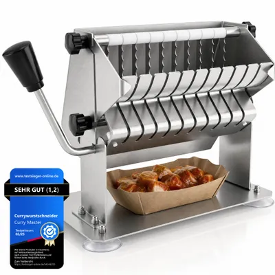 Produktbild von Currywurstschneider Edelstahl manuell Wurstschneider Currywurst Schneider Maschine Wurstschneidemaschine Bratwurst Schneider Würstchenschneider Hand