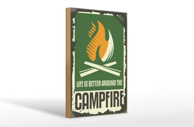 Produktbild von Holzschild Camping 20x30cm campfire life is better