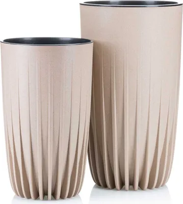 Produktbild von HowHomely | Pflanzkübel, Set aus 2 Blumentöpfen, Pflanztopf Beige - 51,5 & 42 cm - Blumentrog, Blumentopf