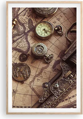 Produktbild von Gerahmtes Poster - Rahmen in heller Eiche - Kartographie Vintage Kompass - 61x91,5 cm - Wand Bild - Wanddeko - Wandbilder - Kunstposter - Wandposter - Bilderrahmen - Bilder - P2NPA61x91-4582