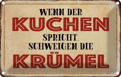 Immagine prodotto di vianmo Insegna di latta 20x30 cm wenn Kuchen spricht schweigen