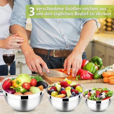 Immagine prodotto di Pentole in acciaio inossidabile, set da cucina colorato da 3 pezzi con coperchio ermetico, ideali per cucinare e cuocere al forno, lavabili in lavastoviglie, impilabili, 4,5 l, 2,7 l, 1,5 l.