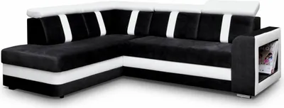 Produktbild von Ecksofa mit Schlaffunktion und Bettkasten Couch für Wohnzimmer, Schlafsofa Sofagarnitur Sofa Eckcouch L-Form Wohnlandschaft mit Bettfunktion Texas (Schwarz) Ottomane Links