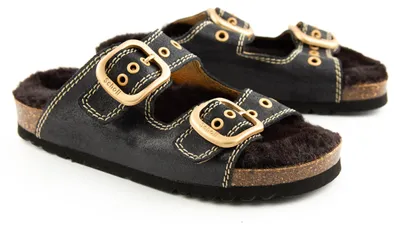 Produktbild von Damenhausschuhe Scholl Noelle Vintage Schwarz mit Fell 37