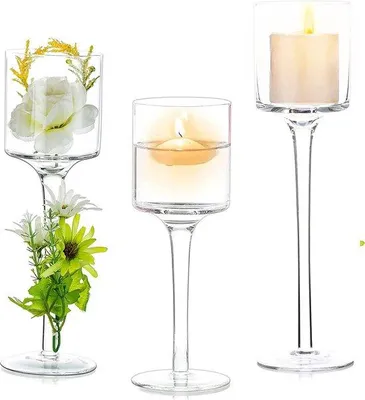 Zdjęcie produktu dla Famanu – Elegancki świecznik szklany – dostępne rozmiary: 20 cm, 23 cm, 26 cm