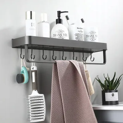 Produktbild von Arhatreya Graues Duschregal zur Wandmontage ohne Bohren 40cm