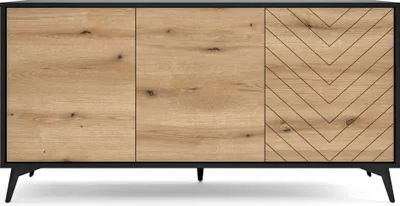 Produktbild von Funktionell Kommode, Sideboard Schrank Highboard, Wohnzimmer, Wohnzimmerkommode, Esszimmer, Flur & Diele - 153,4 x 76,7 x 39 cm - Kommode Onyks 154