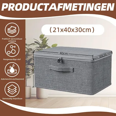 Produktbild von Aufbewahrungsbox Abschließbare Aufbewahrungsbox mit Schloss, faltbare Stoffbox mit Griffen und Reißverschluss, Aufbewahrungsbox mit Deckel für Kleidun