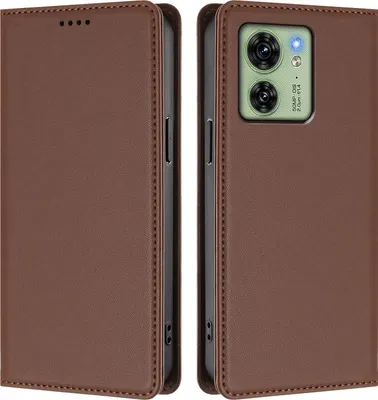 Produktbild von Handyhülle für Motorola Edge 40, Kunstleder Klapphülle Stoßfeste Magnetische Hülle mit Ständer Braun