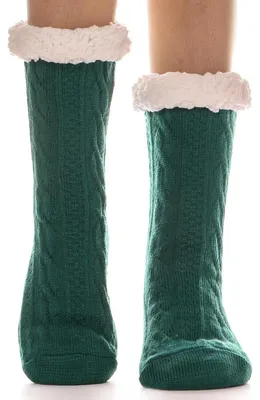 Produktbild von Kuschelsocken Damen Warme Stoppersocken Rutschfest Winter Socken Grün