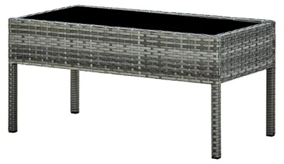 Produktbild von Gartentisch, Bartisch, Balkontisch, Balkonmöbel Kleiner Balkon, Balkon Tisch, Beistelltisch, Grau 75x40x37 cm Poly Rattan