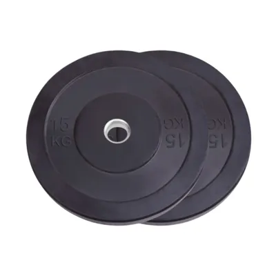 Produktbild von PH Fitness Set 15 kg Olympische Bumper Plates aus Gummi mit Edelstahlkern und 50-mm-Aufnahme – besonders rutschfest, Studioqualität für Kraftsport, Powerlifting und CrossFit
