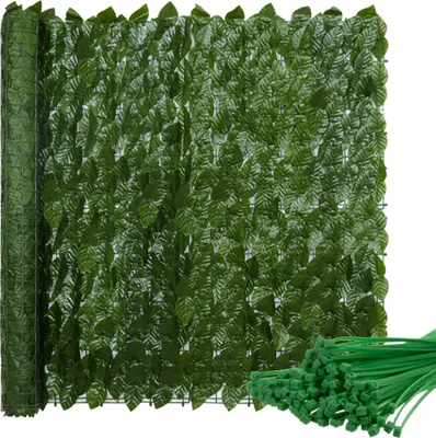 Produktbild von Künstliche Efeu Balkon Sichtschutz Windschutz Gartenumrandung 0,5 x 3 m Dekorativ Hecke mit Blättern 23641