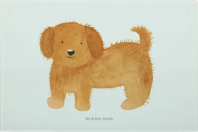 Produktbild von Mr. & Mrs. Panda Hackbrett Hund Flauschig - Weiß - Geschenk, Sprüche, Küchenbrett, Niedlich, Süß, Hundeliebe, Schneidebrett Aus Glas, Schneidbrett, Hunde, Schneidplatte