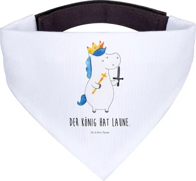 Produktbild von Mr. & Mrs. Panda Bandana Einhorn König mit Schwert - Weiß - Geschenk, Dreieckstuch, Einhörner, Hundehalstuch, Ritter, Mittelalter, Unicorn, Halstuch für Hund, Hunde