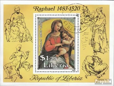 Produktbild von Briefmarken Liberia 1983 Mi Block105 (kompl.Ausg.) gestempelt 500. Geburtstag von Raffael
