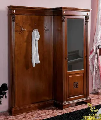 Produktbild von Casa Padrino Luxus Barock Garderobe mit Schrank Braun - Massivholz Garderobe im Barockstil - Luxus Garderoben Möbel im Barockstil - Luxus Qualität -  Italy
