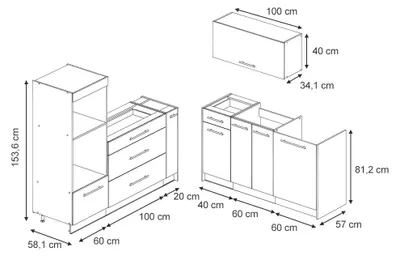 Produktbild von Küchenzeile Vicco Fame-Line Grün-Gold Landhaus/Weiß 340 cm ohne Arbeitsplatte, Model 63735