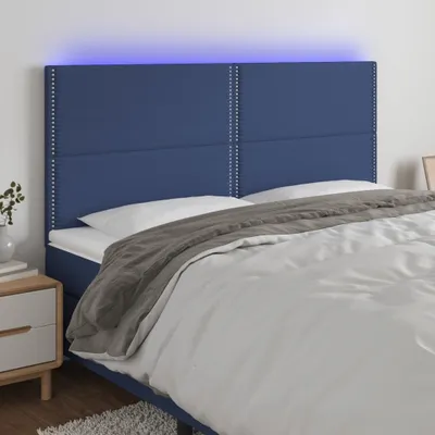 Produktbild von Design Möbel LED Kopfteil Blau 180x5x118/128 cm Stoff - 2024 Neu