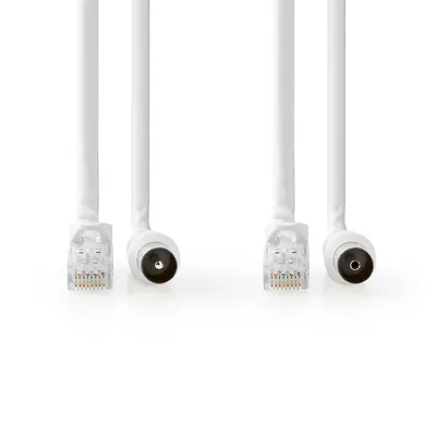 Produktbild von Nedis Coax & Cat6 Kombikabel - IEC (Coax) Stecker / RJ45 Stecker - IEC (Coax) Buchse / RJ45 Stecker - Vernickelt - RG58 - 75 Ohm - Doppelt geschirmt - 3.00 m - Rund - PVC - Weiss - Label