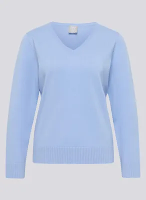 Produktbild von Rabe Damen Cashmere Pullover, Hellblau, Größe 48, V-Ausschnitt, extraweich