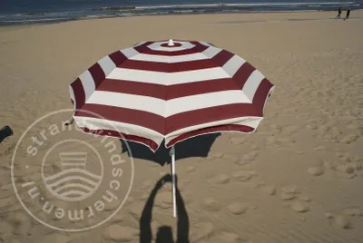 Produktbild von Strandschirm Bordeauxrot/Weiß Polyacryl-Schirm Ø 180 cm Camping-Schirm