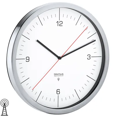 Produktbild von Blomus Wanduhr CRONO Funk Funkwanduhr analog Edelstahl weiß