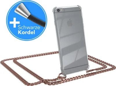 Produktbild von EAZY CASE Metall Handykette für Apple iPhone 6 / 6S, Handyhülle mit Umhängeband, Silikonhülle, Metallkette für Smartphone in Rosa