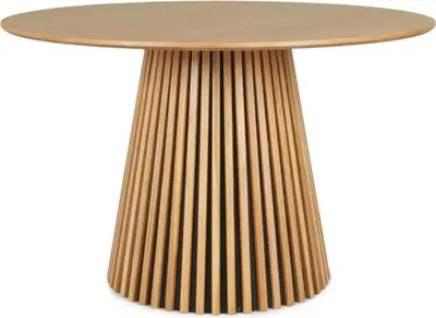 Produktbild von Esstisch METZ mit MDF-Tischplatte und Massivholz-Säulenfuß, Eiche natur