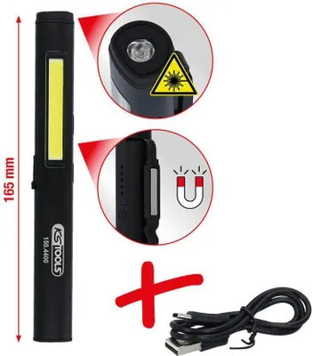Produktbild von KS TOOLS LED COB Stripe Inspektionslampe 350 Lumen mit UV-Spot LED und Laserpointer - 150.4400