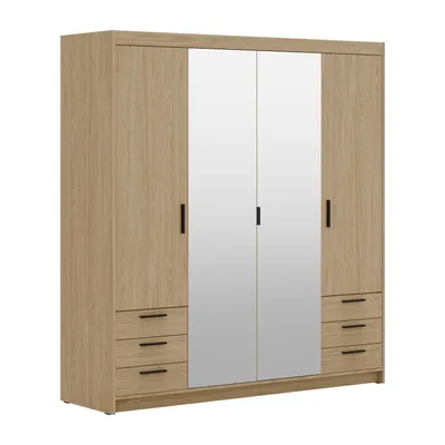 Image de AX LIVING Armoire en chene huilé avec miroir Storicos 4P6T 176,3 cm Grande