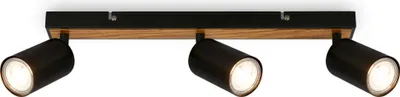 Immagine prodotto di Faretto da soffitto Briloner Tib, orientabile, accensione/spegnimento tramite interruttore a parete, legno nero