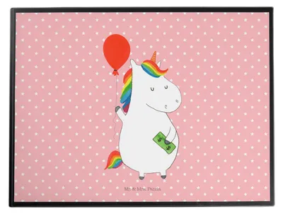 Produktbild von Mr. & Mrs. Panda Schreibunterlage Einhorn Luftballon - Rot Pastell - Geschenk, Geld, Unicorn, malunterlagen, schreibtischunterlage, Unterlage Schreibtisch, Freundin