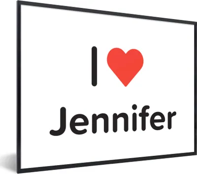Produktbild von MuchoWow® Gerahmtes Poster Ich liebe - Jennifer - Mädchen 80x60 cm - Poster mit Schwarzem Bilderrahmen Wandposter Rahmen Foto Bilder - Schwarzem - Mit Gestell