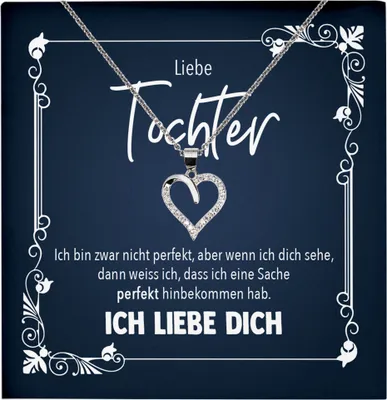 Produktbild von 22Feels Echt Silber Halskette - Tochter Geschenk Mädchen Frauen Schmuck Set Geburtstag Weihnachten Firmung Bachelor - Herz Anhänger, Karte