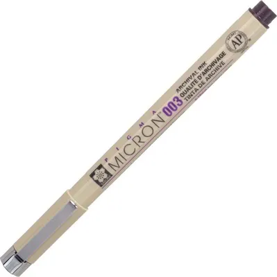 A single Sakura Pigma Micron 003 pen is shown diagonally against a white background.